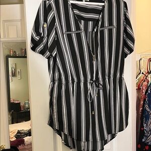 Black and White Striped Blouse